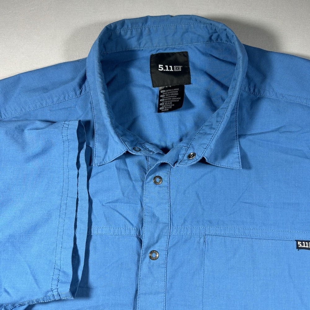 5.11 Tactical Men's XL Blue Cotton Blend Snap-Front Short Sleeve Shirt
